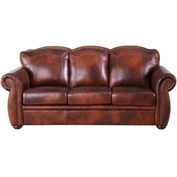 Leather Italia Arizona Marco Leather Sofa with Nailhead Trim