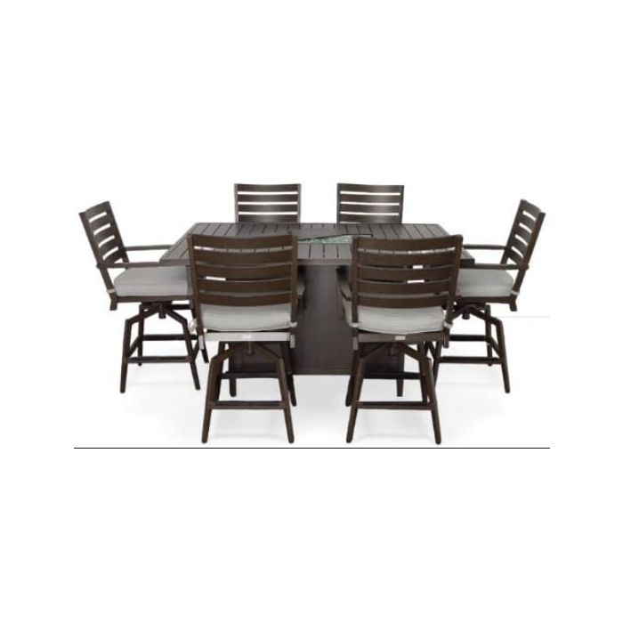 Plank & Hide Adeline 7-Piece Counter-Height Fire Pit Dining Set