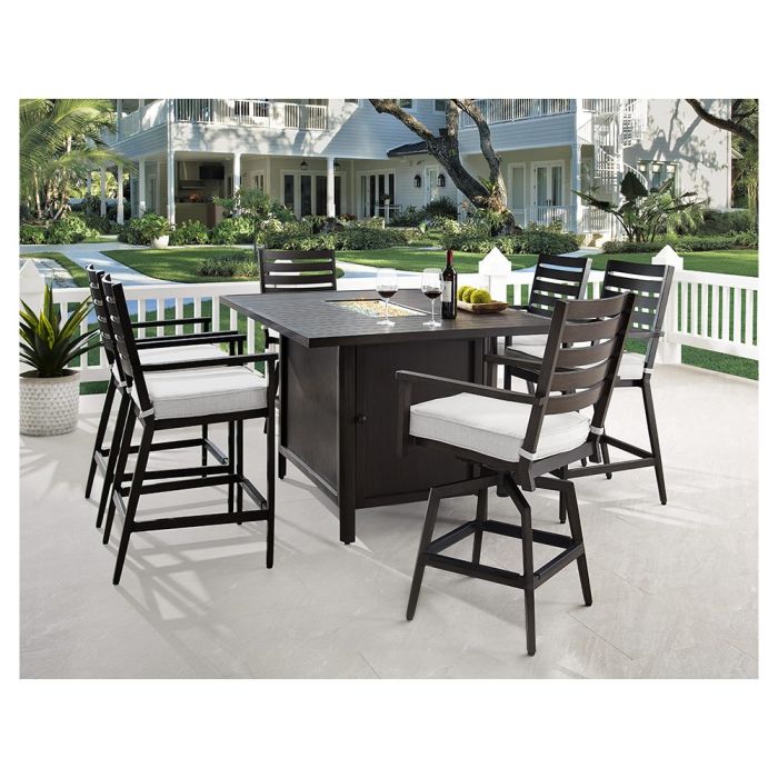 Plank & Hide Adeline 7-Piece Counter-Height Fire Pit Dining Set
