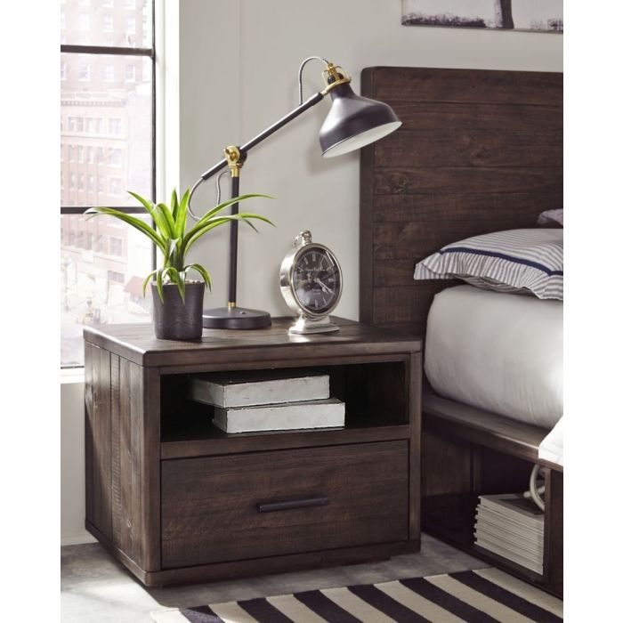 Modus McKinney Espresso Pine 1-Drawer Nightstand with Shelf