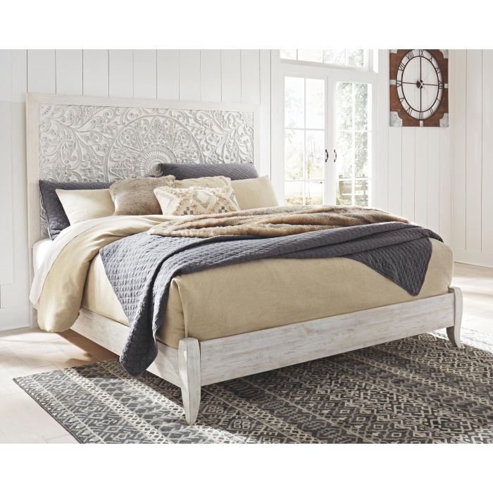 Paxberry whitewash king panel bed deals