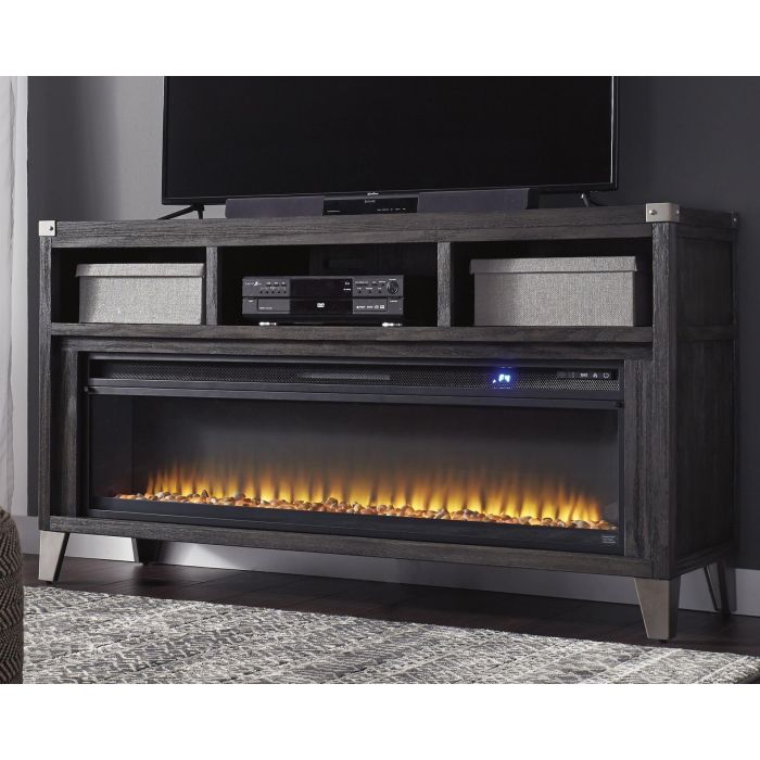 Ashley 65 Inch Todoe TV Stand with Electric Fireplace Gray