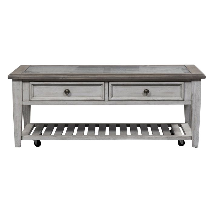 Liberty Furniture 3-Piece Antique White Coffee Table Set Heartland