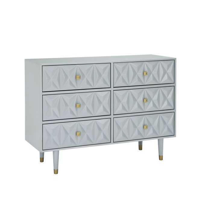 Linon 6-Drawer Geo Texture Dresser Grey