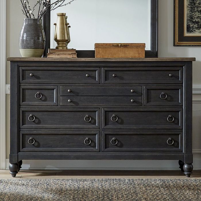 Americana Farmhouse 9 Drawer Dresser (Black) - Liberty Furniture Americana Farmhouse 9 Drawer Dresser (Black) - Liberty Furniture