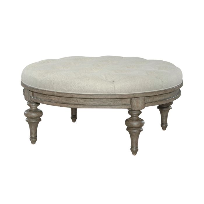 Liberty Furniture Americana Farmhouse Light Brown Round Cocktail Ottoman Hudson s Furniture Mattress