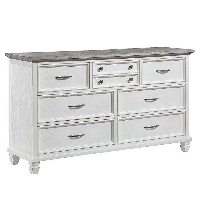 Madison Avenue Charleston 7-Drawer Dresser in Dove Gray with Antique  Brushed White Coastal Finish