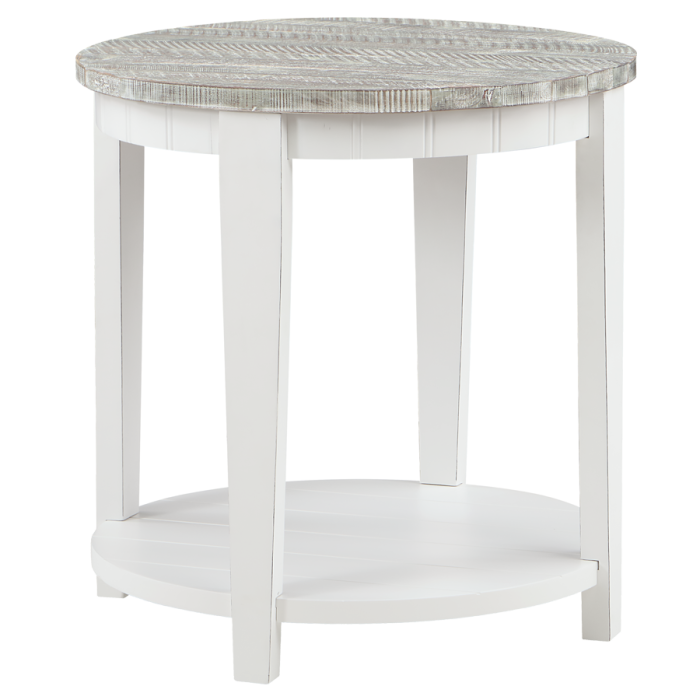 Madison Avenue Monaco Round End Table with Boardwalk Top White Base ...