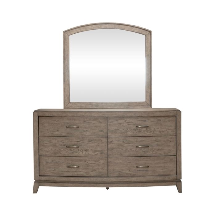 Liberty Furniture Avalon Burnished Beige Dresser & Mirror Set with Step Top  Molding