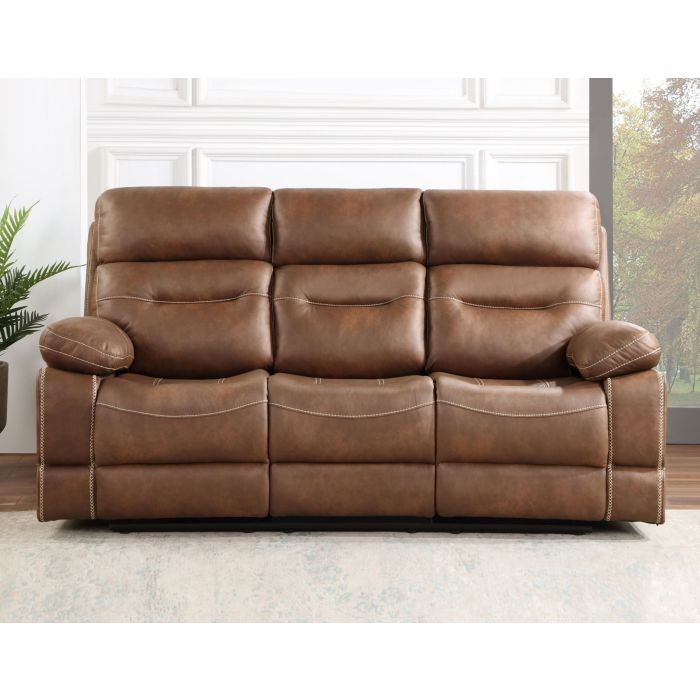 rudger manual reclining sofa chestnut Hudson s Furniture Mattress
