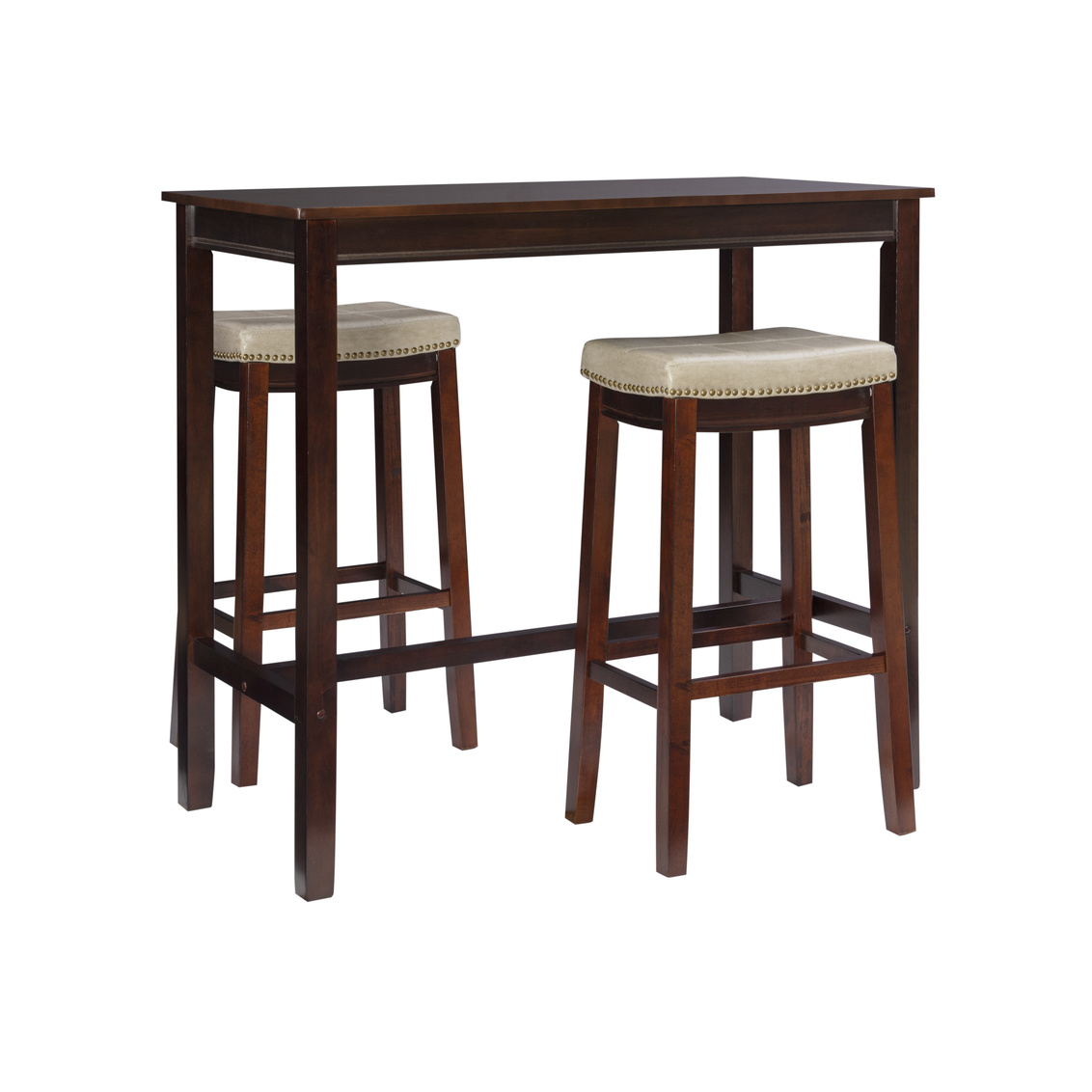 Linon Claridge 3-Piece Brown/Red Bar Stools Table Set Hudson's