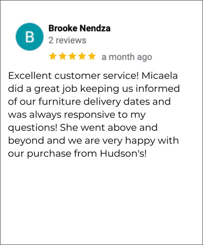 Hudson's Furniture Altamonte FL 5-star review