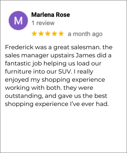 Hudson's Furniture Bradenton FL 5-star review