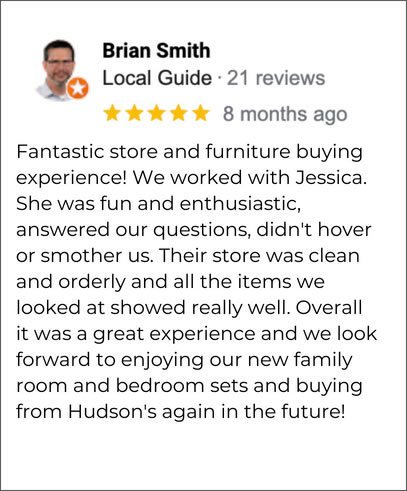 Hudson's Furniture East Colonial FL 5-star review