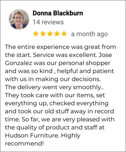 Hudson's Furniture Ormond Beach FL 5-star review