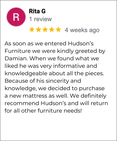 Hudson's Furniture Sarasota FL 5-star review